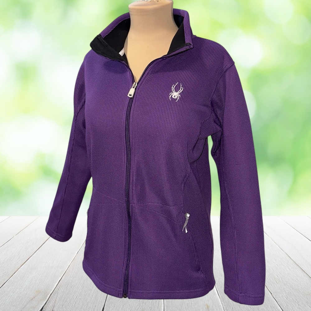 SPYDER Core Endure Sweater Knit Jacket Full Zip Ski Spider Logo Purple Size XL